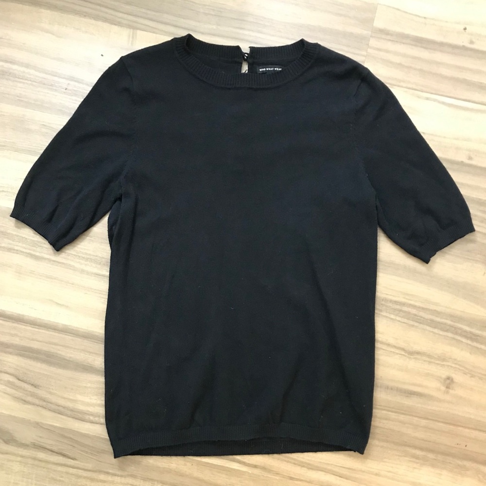 Who What Wear Black Short Sleeve Sweater Top